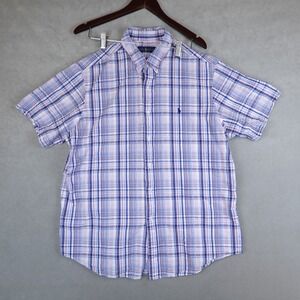 Polo Ralph Lauren Shirt Mens XL Plaid Seersucker Short Sleeves Pony